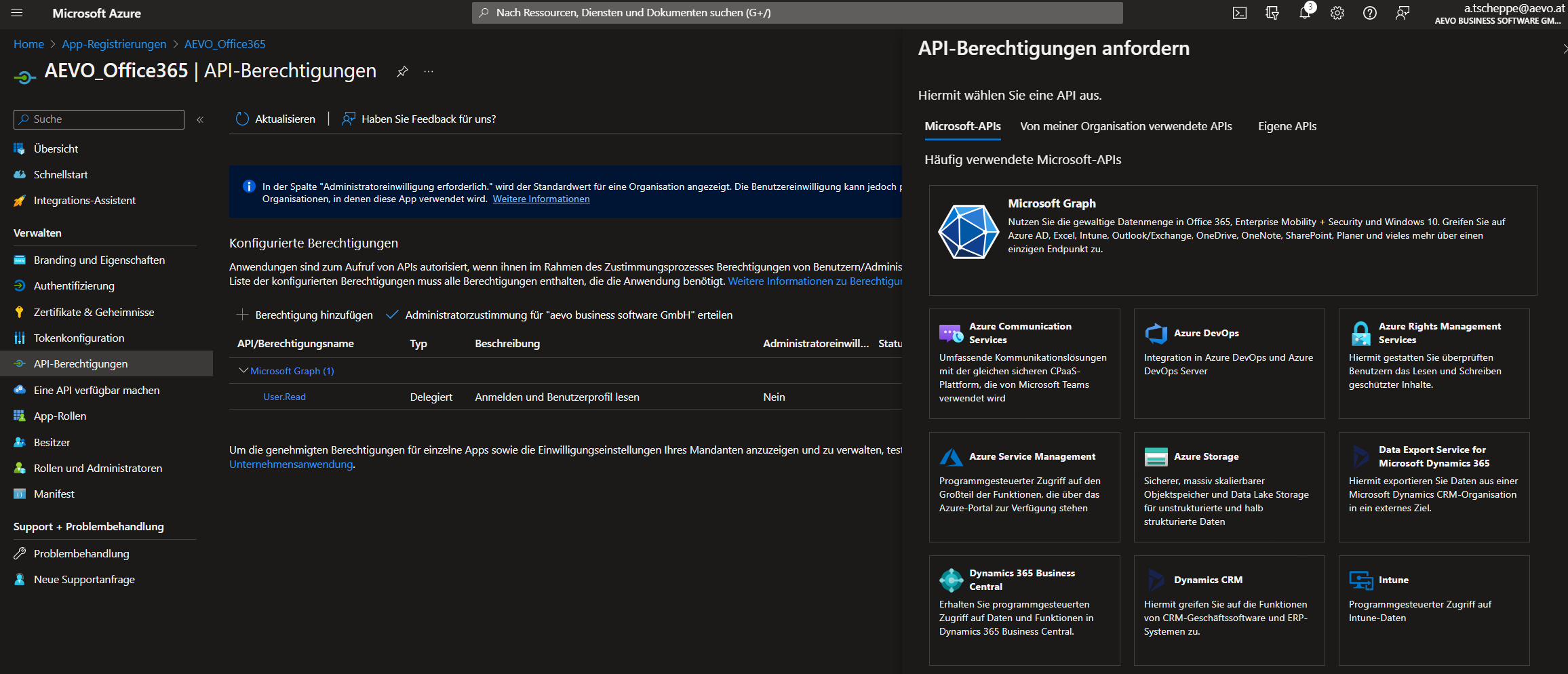 AEVO_Mailclient_Office365_API_BerechtigungVergeben