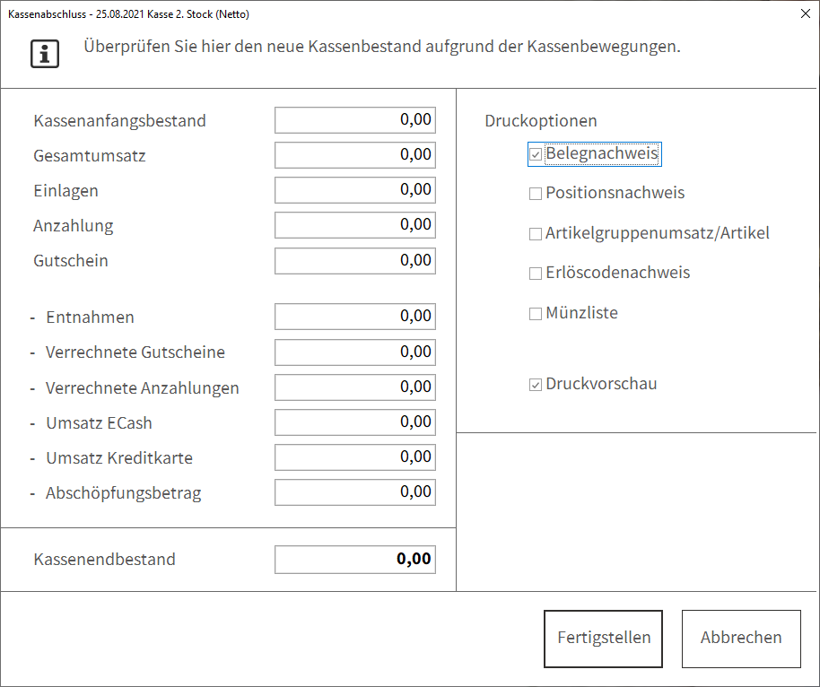 Kassenabschluss